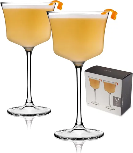 Vista 10 de Viski Vasos de Martini en ángulo, vasos de cóctel de cristal premium, vasos para el hogar y el bar, copas de cóctel con tallo, juego de regalo