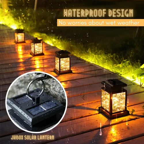 Vista 4 de Faroles solares colgantes impermeables para exteriores, paquete de 4, luces solares para exteriores, 30 LED, faroles para exteriores alimentados por
