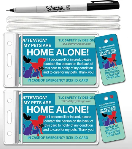 Vista 10 de My Pets are Home Alert - Tarjeta de identificación médica con tarjeta de identificación médica para perros y gatos con lista de llamadas