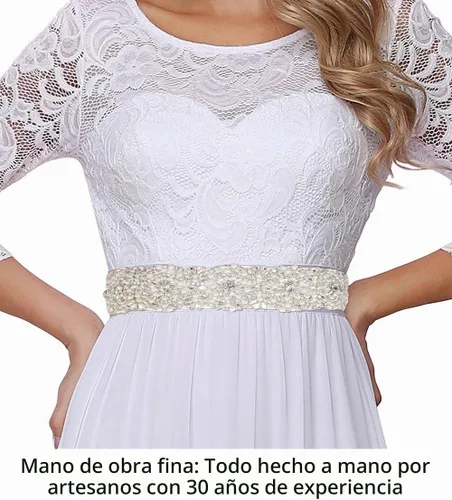 Vista 3 de Cinturón de boda Cinturón de diamantes de imitación Cinturón de perlas de boda Cinturón de vestido de novia Cinturón de cristal con apliques