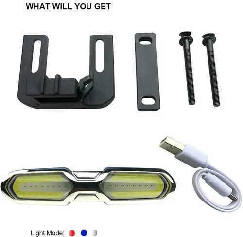 Vista 2 de IWONDER V3.0 - Luces LED recargables por USB para patineta, accesorios de patineta eléctrica superbrillantes (rojo/azul/blanco), luces delanteras