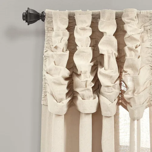 Vista 2 de Lush Decor Panel individual de cortina de cascada fruncida, 84 pulgadas de largo x 52 pulgadas de ancho, lino oscuro