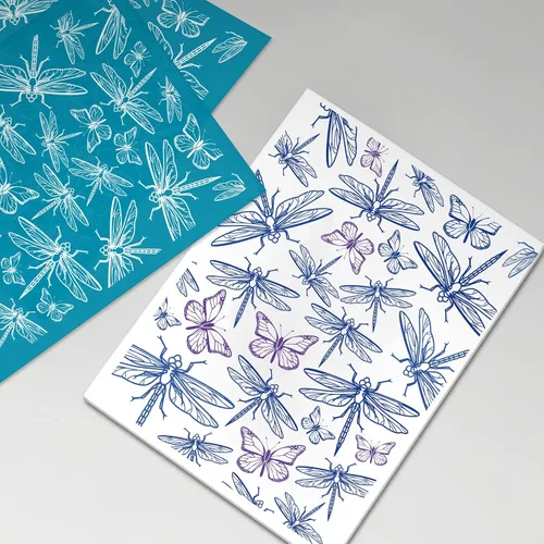 Vista 7 de OLYCRAFT Pantalla de seda de 4 x 5 pulgadas para arcilla polimérica - Plantilla de mariposa de libélula - Malla de transferencia reutilizable