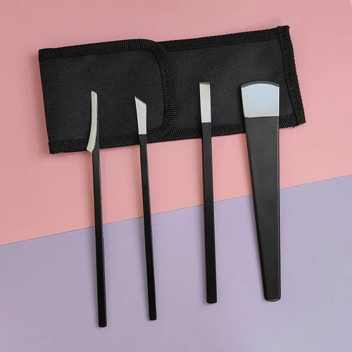 Vista 7 de Juego de 4 cuchillos de pedicura, cuchillo de pedicura de acero inoxidable, juego de cuchillos de pedicura, cuchillo de pedicura, juego de cuchillos
