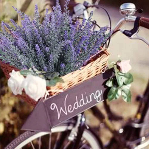 Vista 5 de GTIDEA 4 piezas de flores de lavanda artificiales falsas decoración de Morado