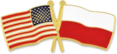 Vista 78 de PinMart Pin de solapa esmaltado con bandera de la amistad cruzada de Estados Unidos y el mundo