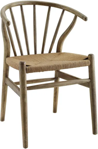 Vista 8 de Modway Flourish Mid-Century - Silla de comedor de madera rústica moderna en color negro