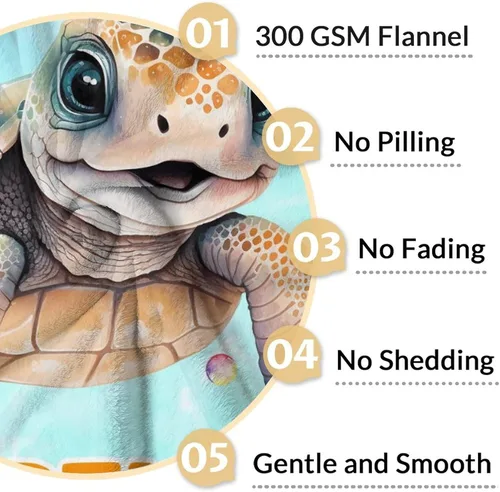 Vista 5 de Manta de tortuga para regalo, manta de 40 x 30 pulgadas, cálida, acogedora, suave, manta de regalo de tortuga marina para niñas y niños, decoración