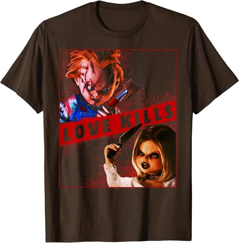 Vista 14 de Child's Play Chucky and Tiffany Love Kills T-Shirt Asphalt Grey