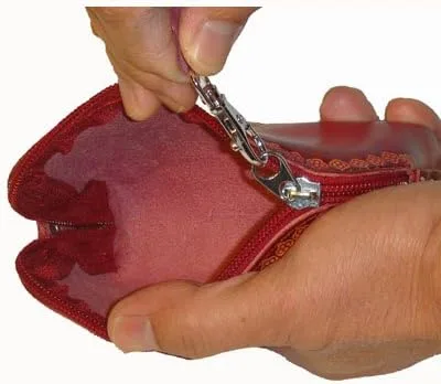 Vista 3 de Monedero de cuero genuino con diseño de elefante, billetera, hecho a mano con elefante rojo, Rojo