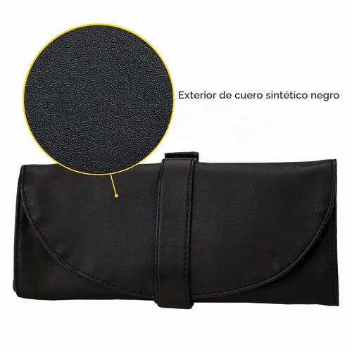 Vista 6 de Bdellium Tools Studio Mineral - Juego de brochas con bolsa enrollable, 10 piezas, diseñado para usar con maquillaje mineral (amarillo, 1 unidad)