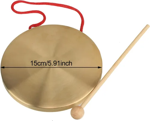 Vista 3 de Yibuy 5.906 in Instrumentos de latón Platillos de cobre Opera Gong con Ronda Play Hammer Drumstick