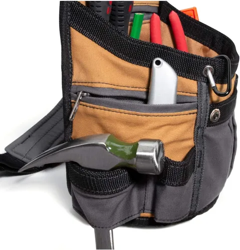 Vista 3 de Dickies Cinturón de herramientas acolchado de 8 bolsillos/Bolsa utilitaria, Cinturón ajustable de 3 pulgadas, Construcción de lona duradera
