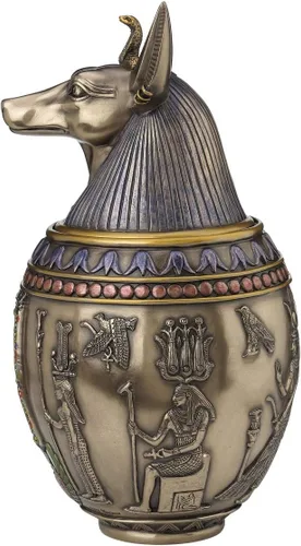Vista 7 de Tarro canopic de urna conmemorativa de perro Anubis egipcio raro