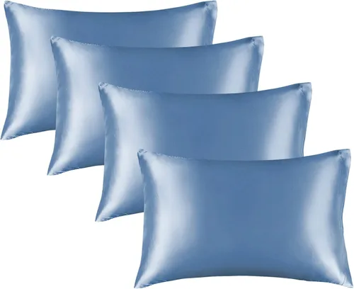 Vista 70 de BEDELITE Funda de almohada de satén para cabello y piel, súper suave y refrescante similar a las fundas de almohada de seda, paquete de 2 con cierre