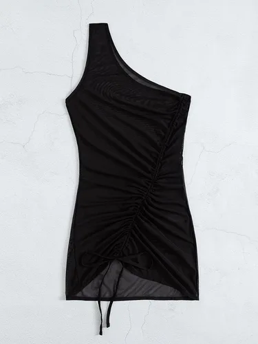 Vista 3 de Verdusa Vestido de playa de malla transparente con cordón y cordón para mujer