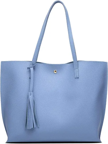 Vista 35 de Dreubea - Bolsa de hombro y de mano de piel sintética suave para mujer, con borla, de gran capacidad