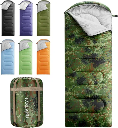 Vista 11 de FARLAND Sacos de dormir de 30 ℉ para adultos, adolescentes y niños con saco de compresión portátil y ligero para campamento de 3 a 4 estaciones