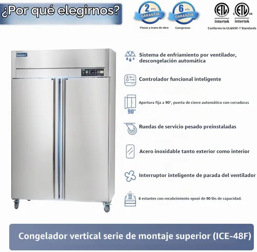 Vista 5 de ICECASA - Congelador comercial de 48 pulgadas de ancho, alcance de 36 pies
