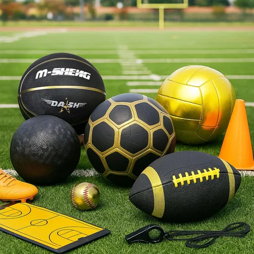 Vista 2 de RoundFunny Juego de 6 pelotas deportivas multideportivas, tamaño oficial, fútbol, voleibol, pelota de juegos infantiles, béisbol con bolsa