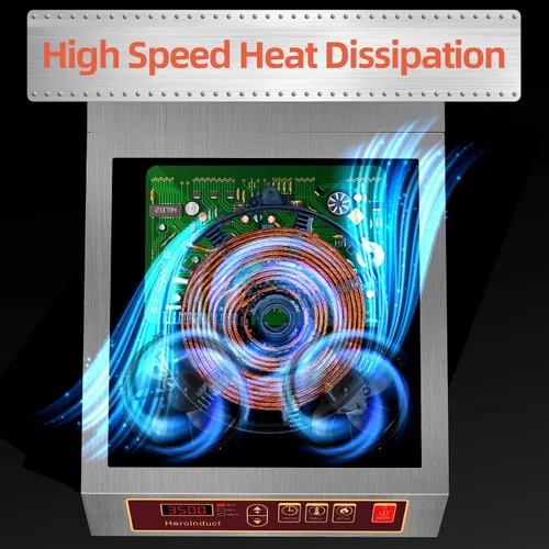 Vista 6 de Estufa de inducción portátil 208-240V 3500W Gama comercial Quemador de encimera Módulos IGBT duales 8 Nivel de Calefacción Sensor Temporizador Botón