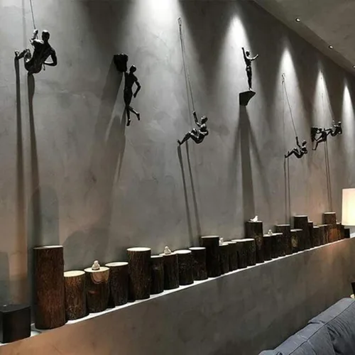 Vista 6 de Escultura de pared de hombre escalador – Decoración creativa hecha a mano para el hogar, figura de escalador colgante de resina única 3D para colgar