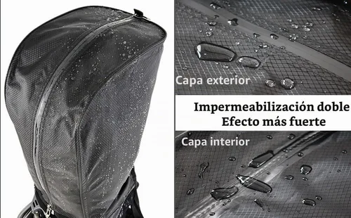 Vista 4 de Funda para bolsa de golf, cubierta de lluvia de nailon, impermeable, se adapta a la mayoría de bolsas de carrito de golf, fácil de usar, plegable