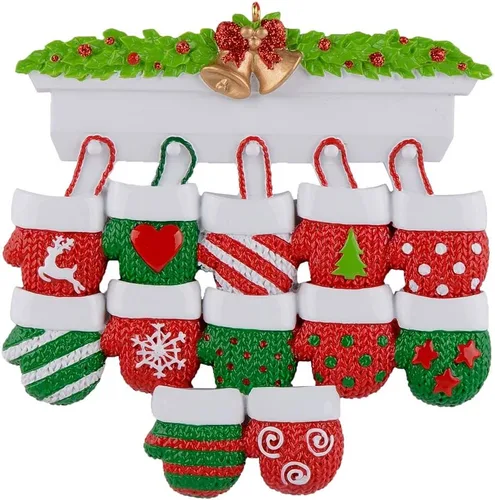 Vista 13 de MAXORA Adorno personalizado para árbol de Navidad de familia de 2 mitones 2023, tradición familiar, recuerdo de Navidad, colección de regalo