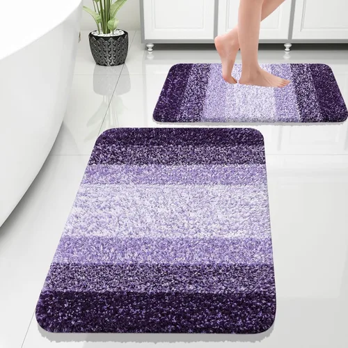 Vista 83 de OLANLY - Juego de tapetes para baño de 2 piezas, de microfibra, suaves y absorbentes, antideslizantes, lavables a máquina y para secadora, felpudos