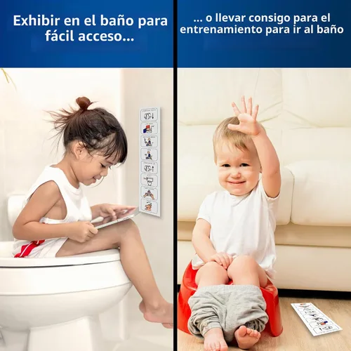 Vista 4 de Programa visual de entrenamiento para el uso del inodoro – Plástico duradero de primera calidad – Enseña a los niños a usar el inodoro – Aula