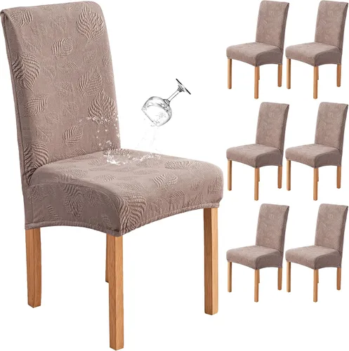 Vista 29 de Genina - Juego de 2 fundas impermeables para sillas de comedor, fundas para sillas de cocina, color beige