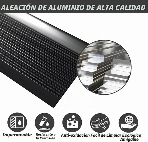 Vista 2 de Tira de transición de piso de metal, umbral de aluminio para puertas, para espacio de 0.4″ a 1.6″, para puertas, azulejos, madera, vinilo Negro