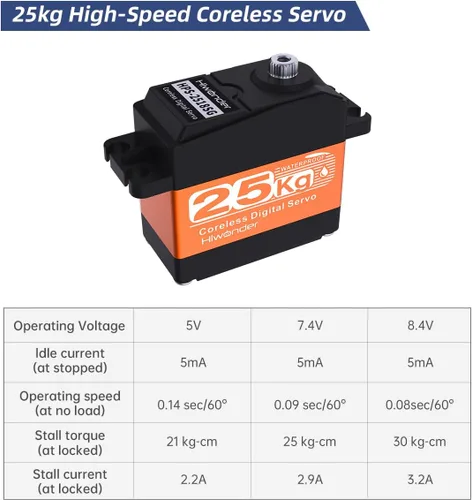Vista 8 de Hiwonder - Servomotor servo de 55.1 lbs, resistente al agua, servo de alto par, motor sin núcleo de alta velocidad, servo de dirección de engranajes