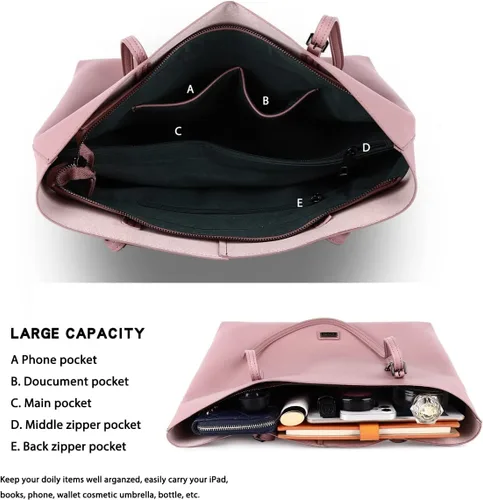 Vista 5 de Bolso de mano de piel sintética suave para mujer, bolso de mano de gran capacidad