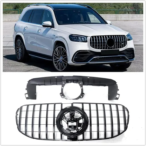 Vista 5 de Ajuste de ventilación de barra de rejilla frontal negra ABS para Mercedes Benz X167 GLS 2020-2024