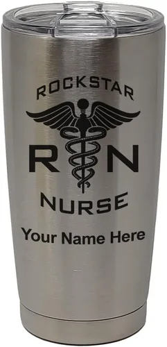 Vista 8 de LaserGram RN Rockstar - Vaso aislado al vacío de 20 onzas, grabado personalizado incluido (negro)