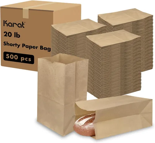 Vista 11 de Karat 1/8 Barrel Brown Kraft Paper Grocery Bags, 10.1x6.8x14.4 in, 500ct