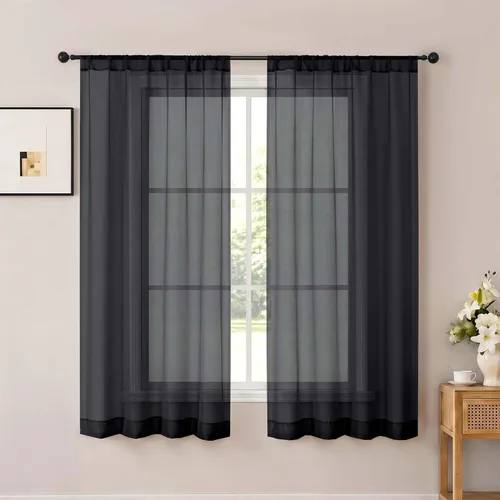 Vista 33 de OWENIE White Sheer Curtains 96 Inches Long 2 Panels for Living Room 52 Wide