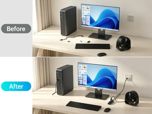 Vista 3 de Hub USB 3.0 de 4 puertos para escritorio, concentrador USB de 5 Gbps, adaptador multipuerto USB, divisor USB con cable de 5 pies de largo