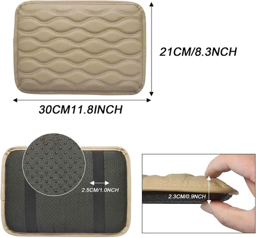 Vista 2 de WINKA Almohadilla de consola central para automóvil, protector de caja de asiento para reposabrazos de automóvil, cojín de codo relajante (beige)