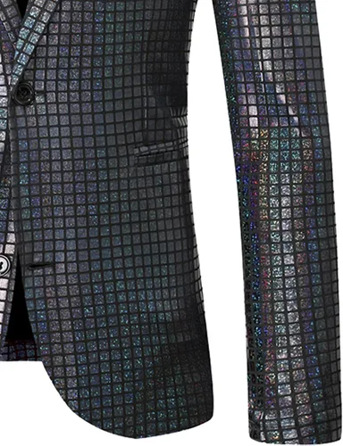 Vista 6 de ZEROYAA Trajes metálicos brillantes para hombre, blazer y pantalones de lentejuelas de disco de 2 piezas para fiesta de graduación