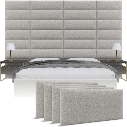 Vista 32 de Vänt - Paneles tapizados de pared, cabeceros de pared tamaño Queen/Full, color beige boucle, juego de 4 paneles
