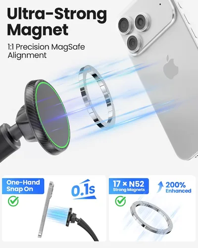 Vista 3 de Soporte flexible para cinta de correr, soporte magnético de cuello de cisne para teléfono celular compatible con MagSafe, iPhone 17-12 y Android