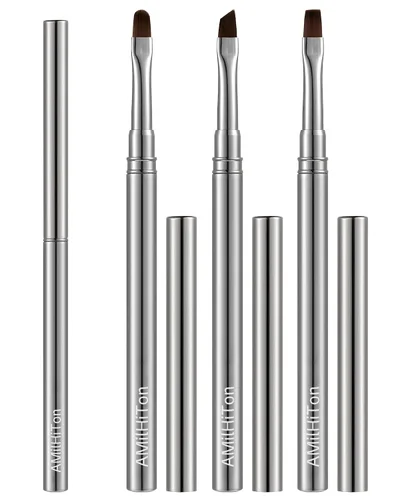 Vista 12 de 3 piezas de brochas de limpieza de arte de uñas, brochas de uña redondas/anguladas/planas resistentes a la acetona para remover esmalte de gel
