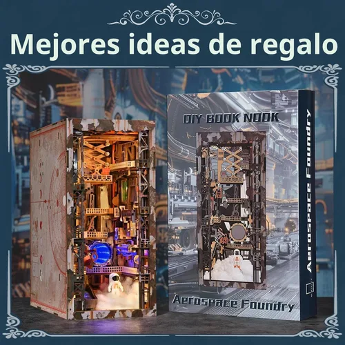 Vista 7 de MiniCity Aerospace Foundry DIY Book Nook Kit, Librero Inserto con LED Fundición aeroespacial