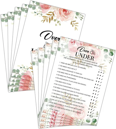 Vista 6 de Juego de despedida de soltera – What In Your Purse Tarjetas de fiesta para boda – Decoración floral de fiesta de boda – Suministros y actividades