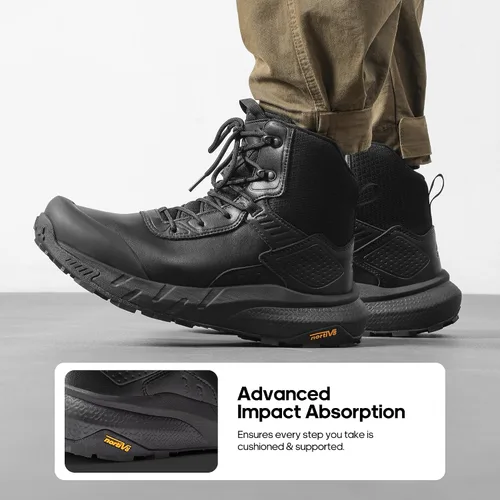 Vista 3 de NORTIV 8 Men's Waterproof Military Tactical Hiking Work Boots Leather Motorcycle Combat Lightweight Non-Slip Boots for Men 8 Inches