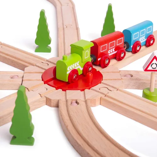 Vista 3 de Bigjigs Rail Tocadiscos de 8 vías: otras marcas principales de rieles de madera son compatibles