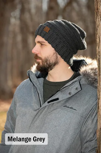 Vista 245 de Funky Junque Gorro de moda de punto trenzado de talla extragrande, grueso, abrigado, suave y holgado