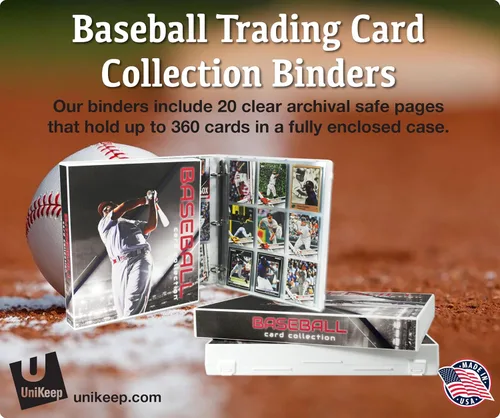 Vista 6 de Carpeta de colección de tarjetas coleccionables con temática de béisbol con páginas de tarjetas intercambiables. La carpeta/estuche está